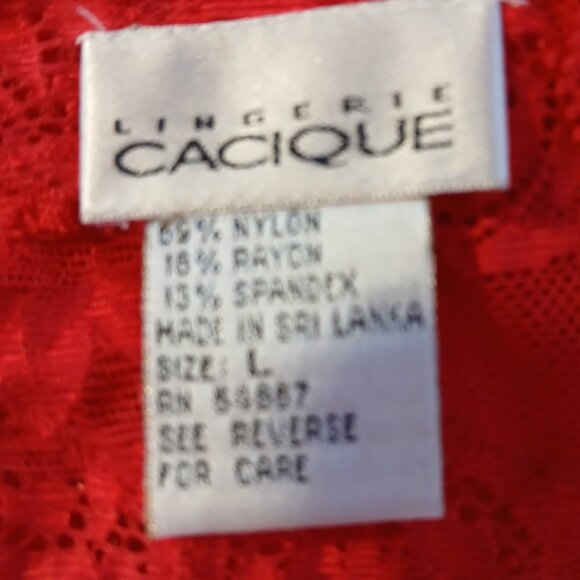 Cacique Lingerie Vintage Women's Red Floral Lace Teddy SZ L  EUC - Picture 8 of 8